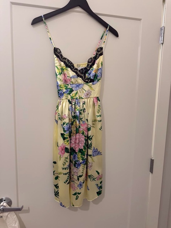 Charlotte Russe Dresses & Skirts - Floral Lace-Trim Slip Dress in Yellow
